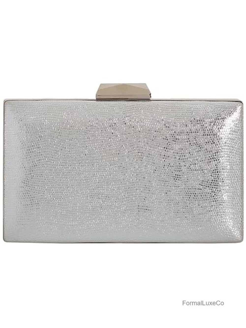 Metallic Material Hard Case Evening Party Clutch with Crossbody Chain - Picture 1 of 6